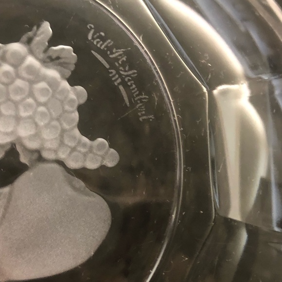 Vintage Val St. Lambert Crystal Bowl with Frosted Flower Center - Picture 4 of 6